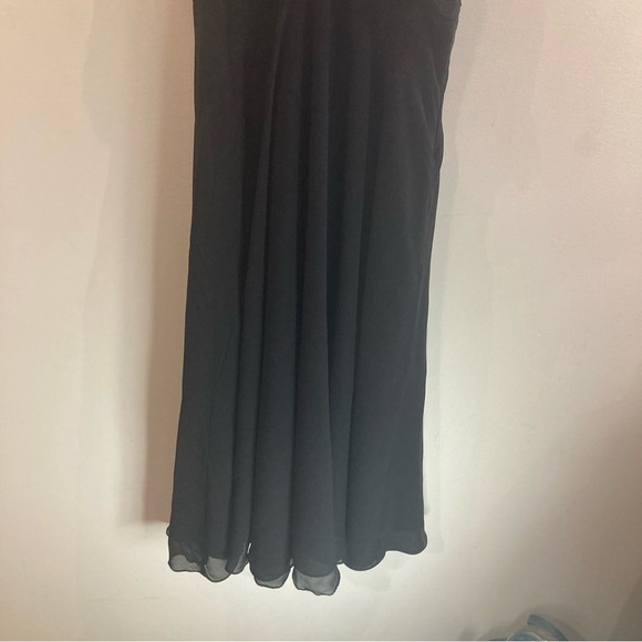 DONNA MORGAN Sz 12 100% Silk Ruching Waist Halter Top A-line Skirt Lined Dress - Picture 4 of 11